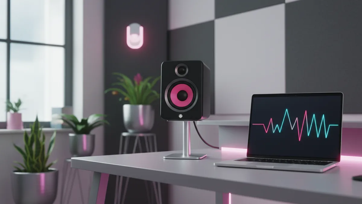 Test on real speakers Small studio speaker setup for testing sonic logo clarity
